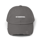Clingman Fitness Distressed Cap, 'Stay Uncomfortable' Gym Hat