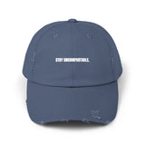 Clingman Fitness Distressed Cap, 'Stay Uncomfortable' Gym Hat