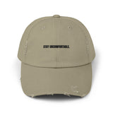 Clingman Fitness Distressed Cap, 'Stay Uncomfortable' Gym Hat