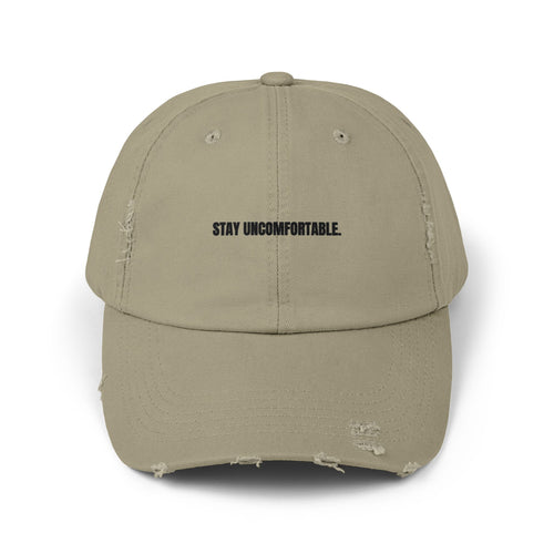 Clingman Fitness Distressed Cap, 'Stay Uncomfortable' Gym Hat