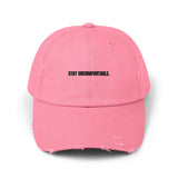 Clingman Fitness Distressed Cap, 'Stay Uncomfortable' Gym Hat