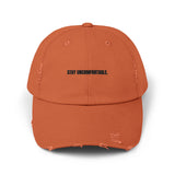 Clingman Fitness Distressed Cap, 'Stay Uncomfortable' Gym Hat
