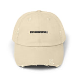 Clingman Fitness Distressed Cap, 'Stay Uncomfortable' Gym Hat