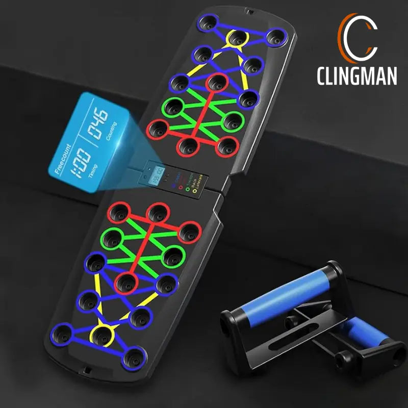 Clingman PressFrame Pro push-up board with built-in rep counter and timer